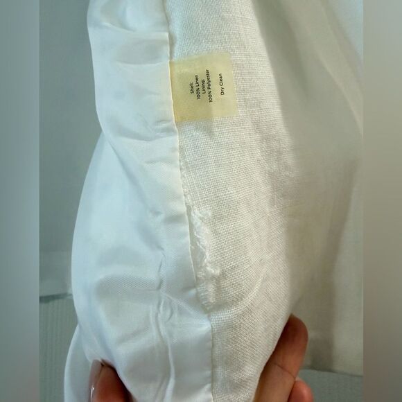 Talbots 100% Irish Linen White Blazer Open Front Jacket Size Large - Picture 6 of 6